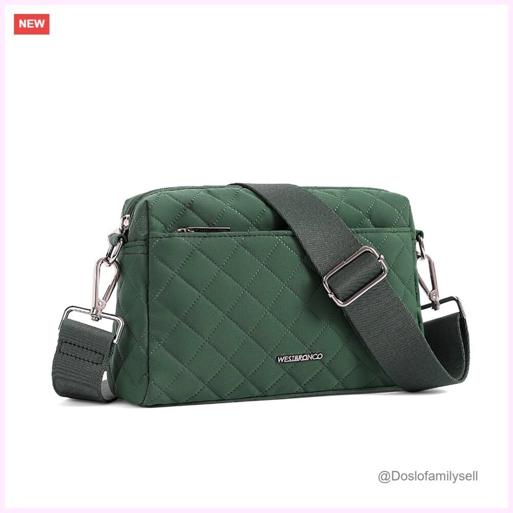 Small Quilted Crossbody Bag with Adjustable Strap, Multiple Pockets